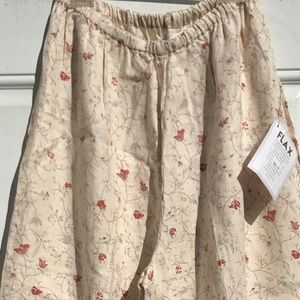 Flax Cream Floral pull on pants SzM